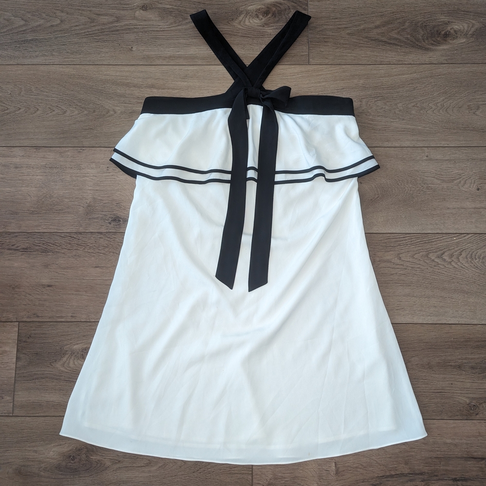 Y2K CeCe Black and White Dress With Bow Halter Mini Dress